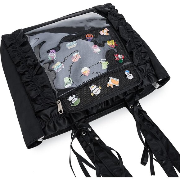 Womens Girls Tote Ita Bag Bowknot Wrinkled Edge Shoulder Bag Kawaii Purses and H - Picture 5 of 7